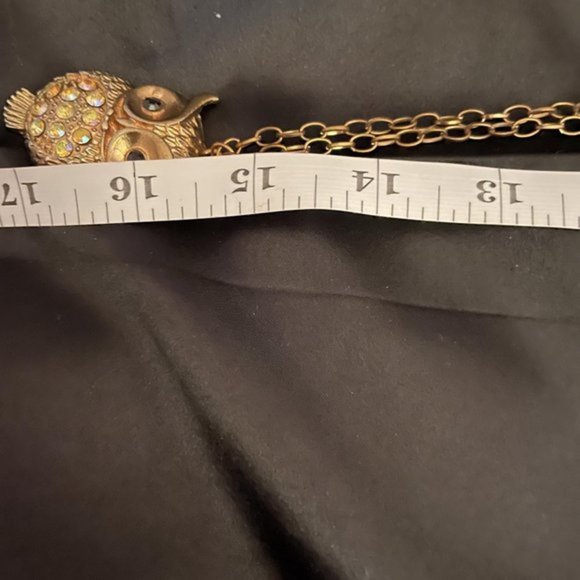 GOLD/COPPER OWL WITH AURORA BOREALIS AND BLACK RHINESTONES - Picture 2 of 3